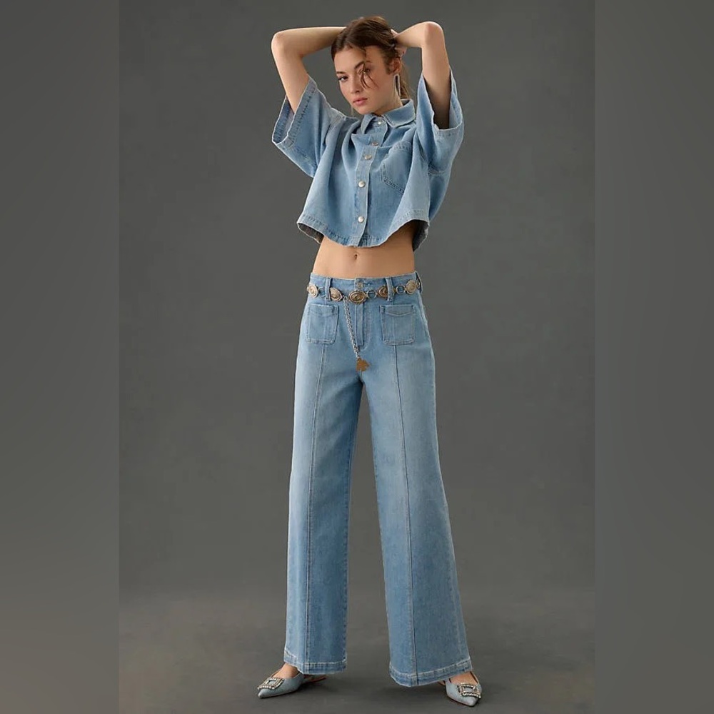 PAIGE BROOKLYN PATCH POCKET HIGH-RISE WIDE-LEG JEANS size 26